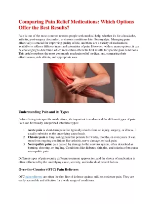 Comparing Pain Relief Medications.