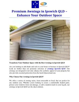 Premium Awnings in Ipswich QLD – Enhance Your Outdoor Space