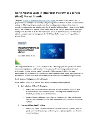 North America Leads in Integration Platform as a Service (iPaaS) Market Growth