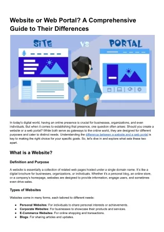 Website or Web Portal? A Comprehensive Guide to Their Differences