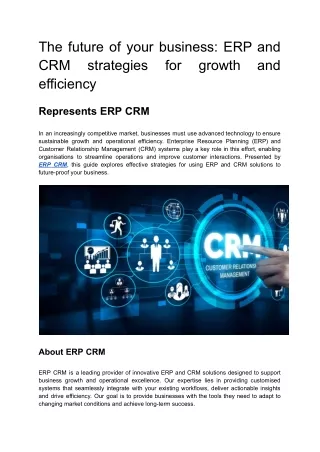 The future of your business ERP and CRM strategies for growth and efficiency