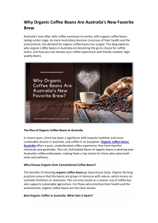 Why Organic Coffee Beans Are Australia's New Favorite Brew