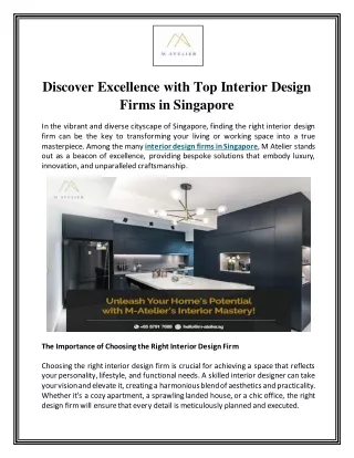 Discover Excellence with Top Interior Design Firms in Singapore