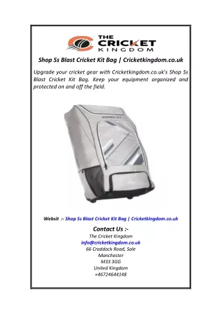 Shop Ss Blast Cricket Kit Bag | Cricketkingdom.co.uk