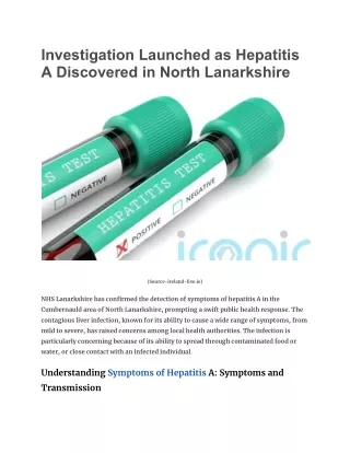 Investigation Launched as Hepatitis A Discovered in North Lanarkshire