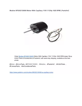 Modine 9F0302130000 Motor With Capillary 115V 1_12Hp 1625 RPM _ PartsHnC