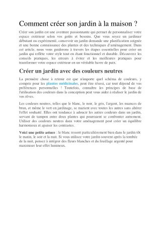 Créer son jardin : Guide complet pour débutants