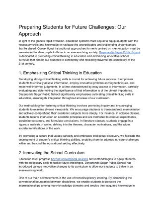 Preparing Students for Future Challenges: Our Approach