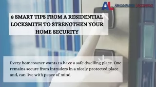 8 Smart Tips from a Residential Locksmith to Strengthen Your Home Security