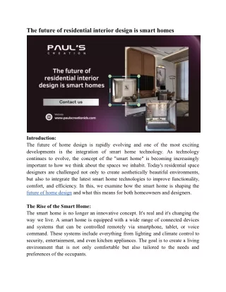 The future of residential interior design is smart homes_Paul's Creation