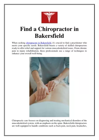 Find a Chiropractor in Bakersfield