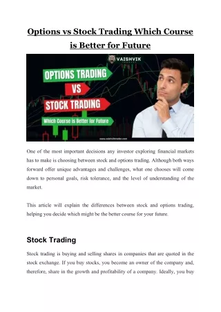 Options vs Stock Trading Which Course is Better for Future