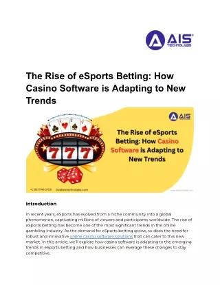 The Rise of eSports Betting: Adapting Casino Software to New Trends