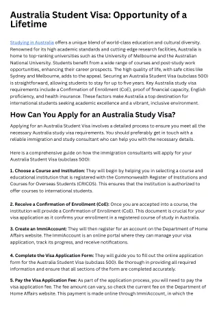 Australia Student Visa Opportunity of a Lifetime