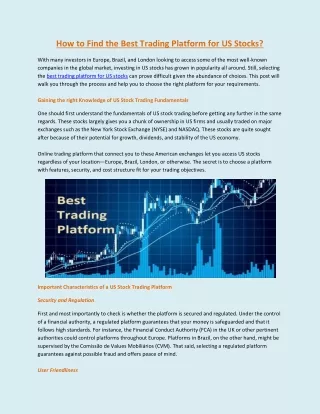 How to Find the Best Trading Platform for US Stocks