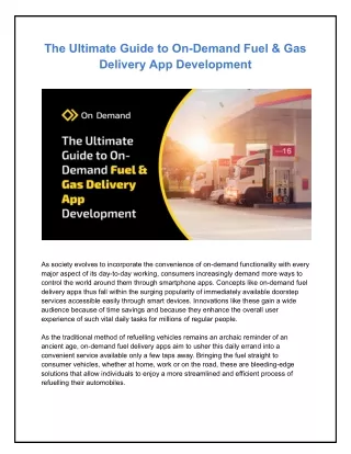 The Ultimate Guide to On-Demand Fuel & Gas Delivery App Development