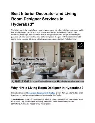 Best Interior Decorator and Living Room Designer Services in Hyderabad_