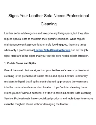 Signs Your Leather Sofa Needs Professional Cleaning