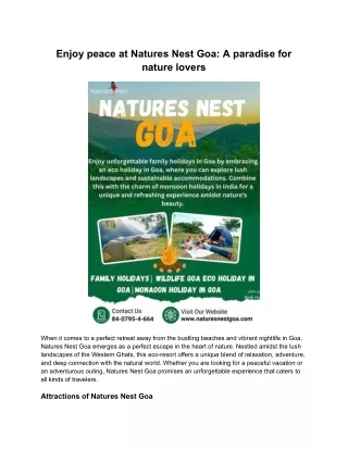 Enjoy peace at Natures Nest Goa_ A paradise for nature lovers
