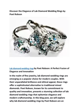 Unmatched Beauty: Shop Lab Diamond Wedding Rings by Poet Robson