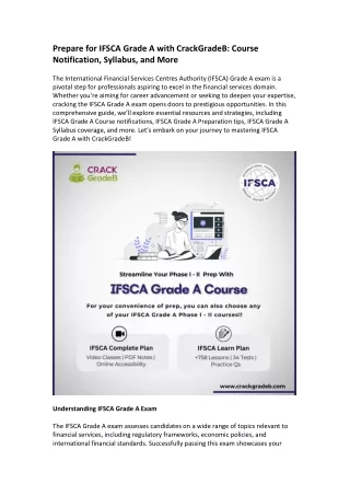 Prepare for IFSCA Grade A with CrackGradeB Course Notification, Syllabus, and More