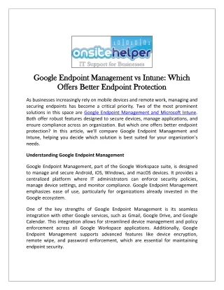 Google Endpoint Management vs Intune: Which Offers Better Endpoint Protection