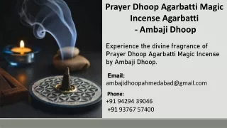 Prayer Dhoop Agarbatti Magic Incense Agarbatti -  Ambaji Dhoop