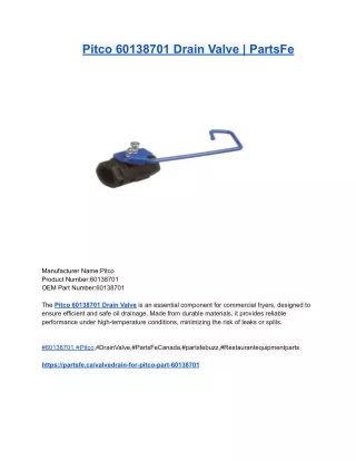 Pitco 60138701 Drain Valve _ PartsFe