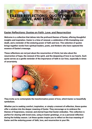 Easter Reflections Quotes on Faith, Love, and Resurrection