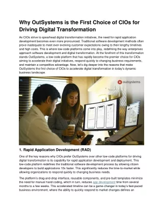 OutSystems: Propel Digital Transformation with Rapid and Agile Solutions