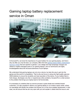 Gaming laptop battery replacement service in Oman