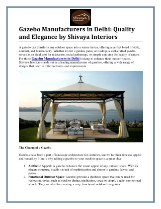 Gazebo Manufacturers in Delhi: Quality Outdoor Solutions