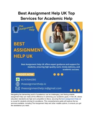 Best Assignment Help UK Top Services for Academic Help