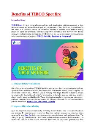 TIBCO Spotfire Training Course Online - TIBCO Spotfire Training