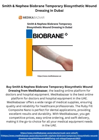 Smith & Nephew Biobrane Temporary Biosynthetic Wound Dressing in Dubai