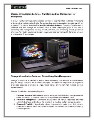 Storage Virtualization Software Streamline Your Data Management