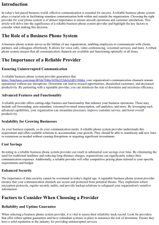 The Importance of a Reliable Business Phone System Provider