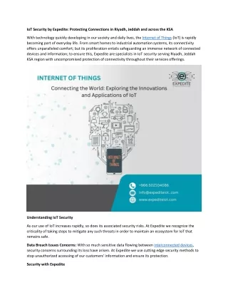 IoT Security by Expedite: Protecting Connections in Riyadh, Jeddah and across th