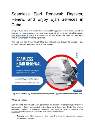 Seamless Ejari Renewal_ Register, Renew, and Enjoy Ejari Services in Dubai