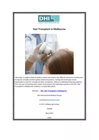 Hair Transplant in Melbourne
