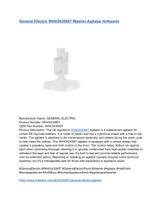 General Electric WH43X30957 Washer Agitator HnKparts