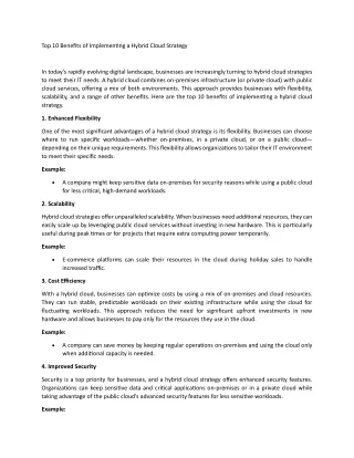 Top 10 Benefits of Implementing a Hybrid Cloud Strategy