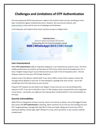 Challenges and Limitations of OTP Authentication