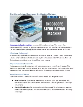 The Science behind Endoscope Sterilization Machines