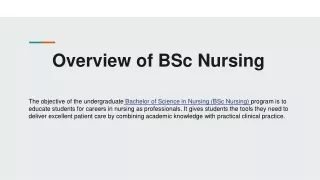 Overview of BSc Nursing Slide Show