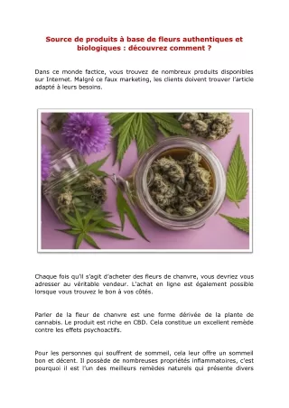 Source de produits à base de fleurs authentiques et biologiques  découvrez comment