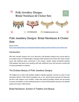 Polki Jewellery Designs: Bridal Necklaces & Choker Sets