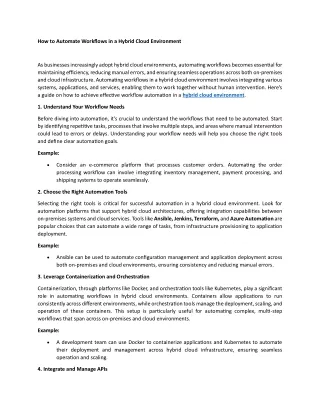 How to Automate Workflows in a Hybrid Cloud Environment