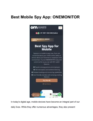 Best Mobile Spy App: ONEMONITOR