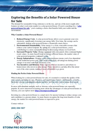 Exploring the Benefits of a Solar Powered House for Sale